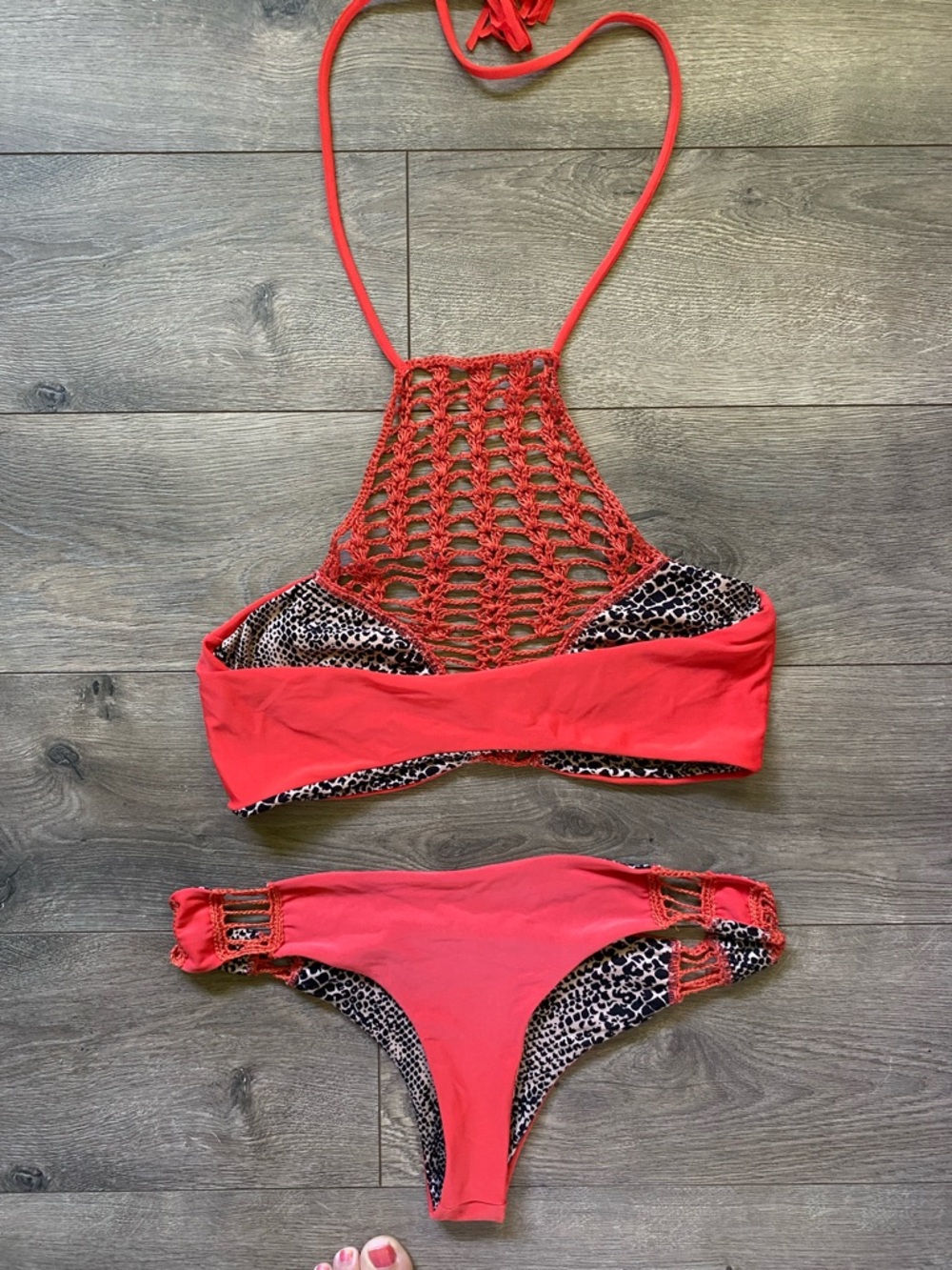 acacia swimwear Red Crochet High-Neck Bikini - Picture 4 of 4